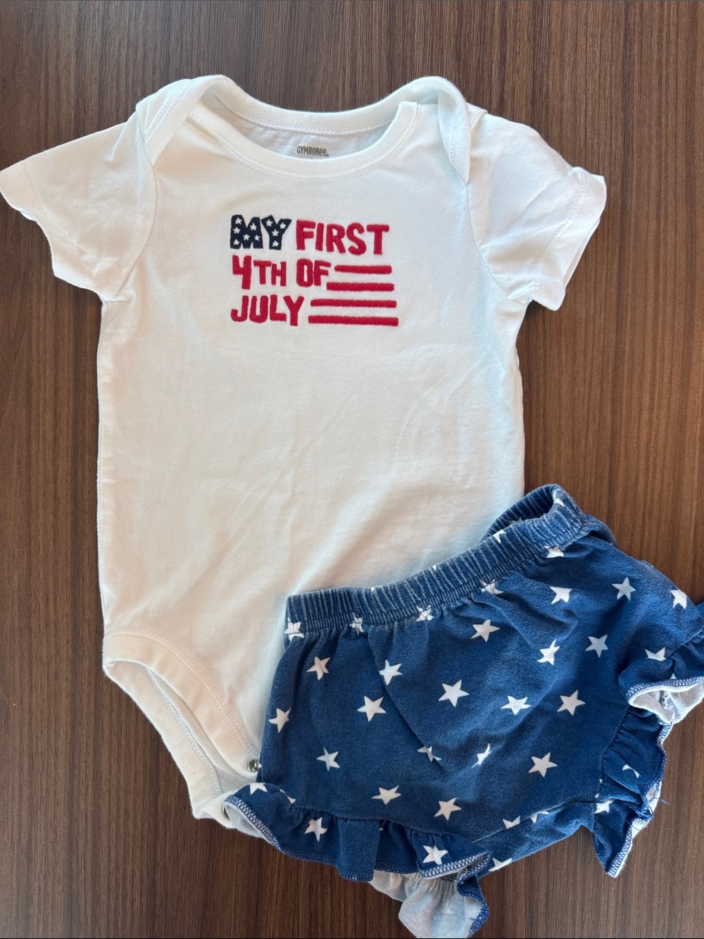 Baby 4th of July Onesie & Star Shorts Set - White & Navy 6-12 months